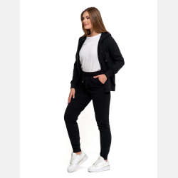 CZARNA bluza damska na zamek, kaptur, kieszenie MORAJ